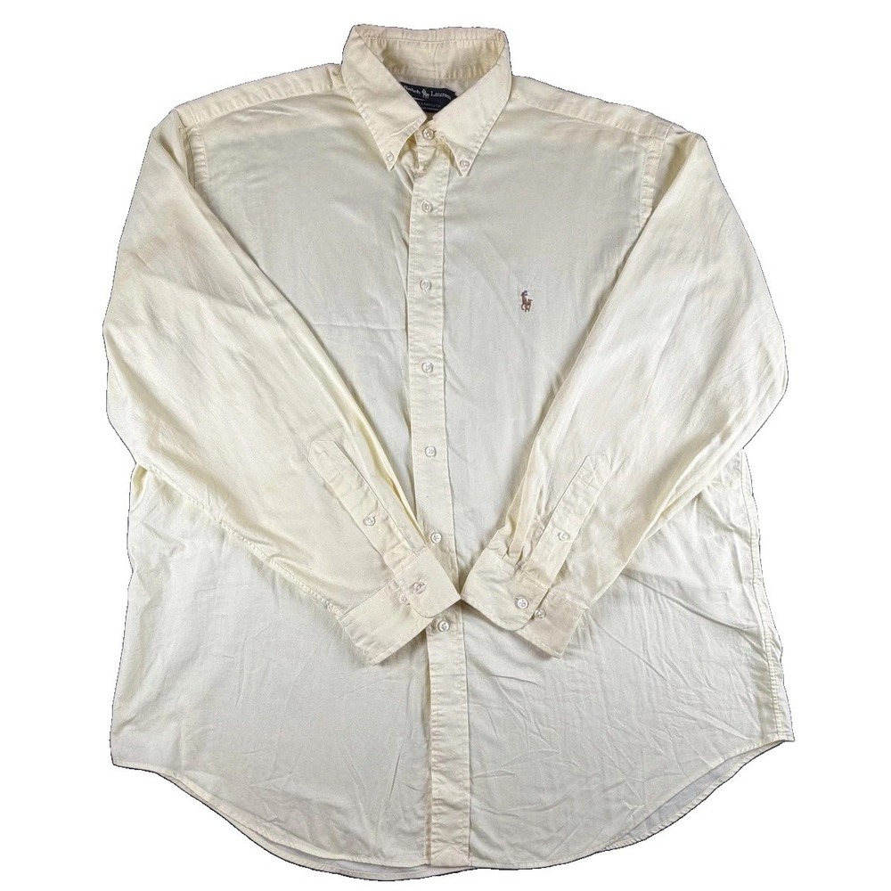 Ralph Lauren Shirt Mens XL Yellow Solid Yarmouth Oxford Long Sleeve Button Down